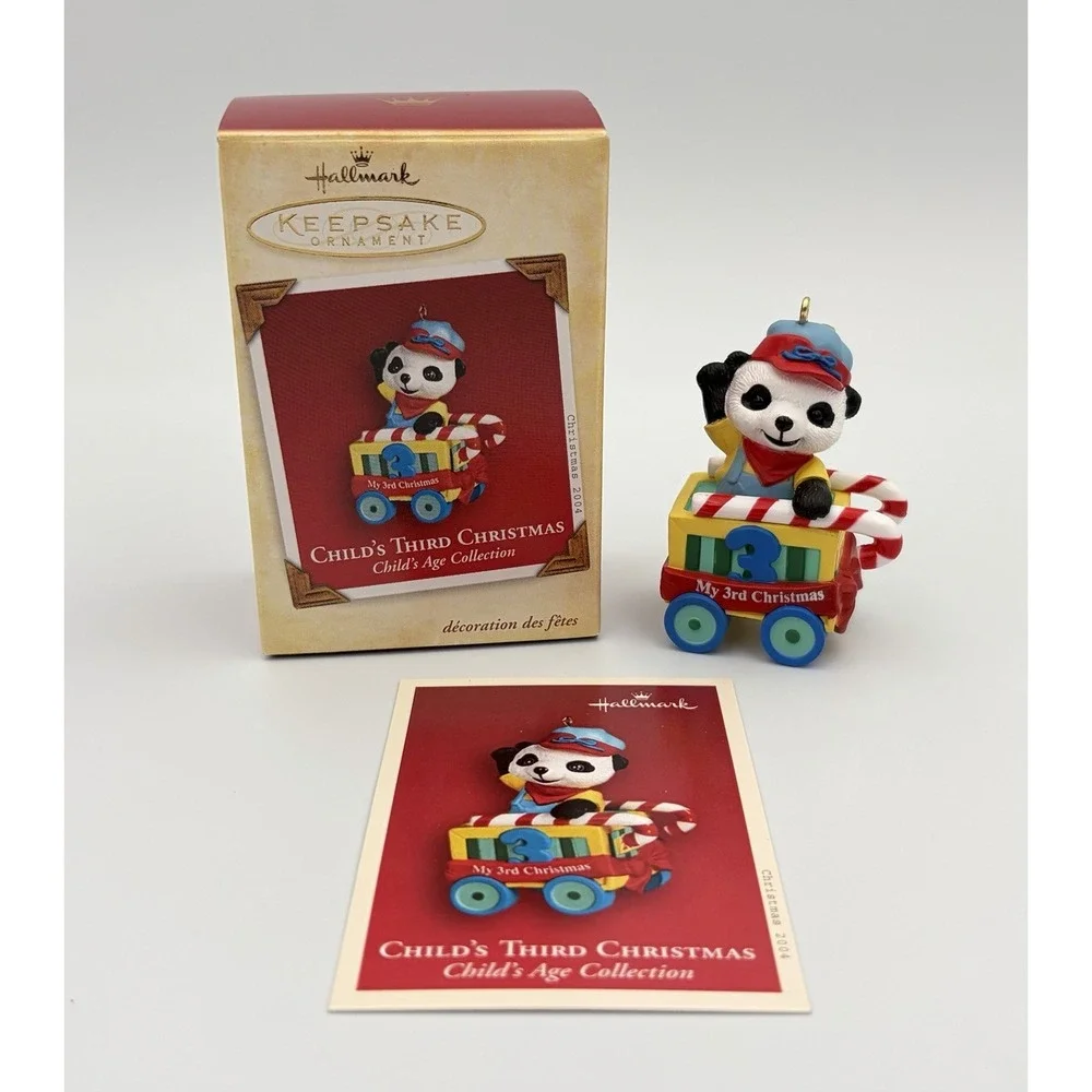 Hallmark Keepsake Ornament 2004 Child's Third Christmas Panda Train Vintage New